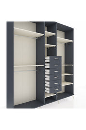 Hyperion Dolap 10 Raflı 6 Çekmeceli 3 Askılı 220x44x243 Antrasit-Aytaşı/Antrasit