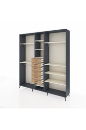 Hyperion Dolap 10 Raflı 6 Çekmeceli 3 Askılı 220x44x243 Antrasit-Aytaşı/Çam