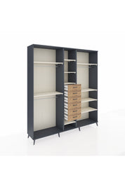 Hyperion Dolap 10 Raflı 6 Çekmeceli 3 Askılı 220x44x243 Antrasit-Aytaşı/Çam