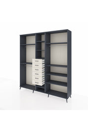 Hyperion Dolap 10 Raflı 6 Çekmeceli 3 Askılı 220x44x243 Antrasit-Antrasit/Aytaşı