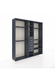 Hyperion Dolap 10 Raflı 6 Çekmeceli 3 Askılı 220x44x243 Antrasit-Antrasit/Antrasit