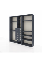 Hyperion Dolap 10 Raflı 6 Çekmeceli 3 Askılı 220x44x243 Antrasit-Antrasit/Antrasit