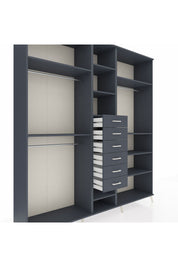 Hyperion Dolap 10 Raflı 6 Çekmeceli 3 Askılı 220x44x243 Antrasit-Antrasit/Antrasit