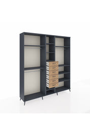 Hyperion Dolap 10 Raflı 6 Çekmeceli 3 Askılı 220x44x243 Antrasit-Antrasit/Çam