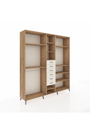 Hyperion Dolap 10 Raflı 6 Çekmeceli 3 Askılı 220x44x243 Çam-Çam/Aytaşı
