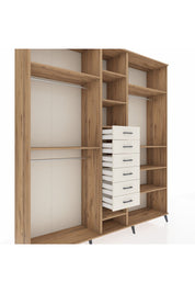 Hyperion Dolap 10 Raflı 6 Çekmeceli 3 Askılı 220x44x243 Çam-Çam/Aytaşı
