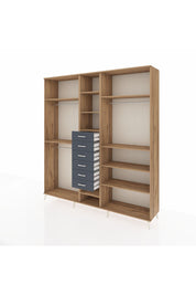 Hyperion Dolap 10 Raflı 6 Çekmeceli 3 Askılı 220x44x243 Çam-Çam/Antrasit