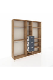 Hyperion Dolap 10 Raflı 6 Çekmeceli 3 Askılı 220x44x243 Çam-Çam/Antrasit