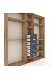 Hyperion Dolap 10 Raflı 6 Çekmeceli 3 Askılı 220x44x243 Çam-Çam/Antrasit