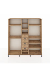 Hyperion Dolap 10 Raflı 6 Çekmeceli 3 Askılı 220x44x243 Çam-Çam/Çam