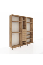Hyperion Dolap 10 Raflı 6 Çekmeceli 3 Askılı 220x44x243 Çam-Çam/Çam