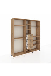 Hyperion Dolap 10 Raflı 6 Çekmeceli 3 Askılı 220x44x243 Çam-Çam/Çam