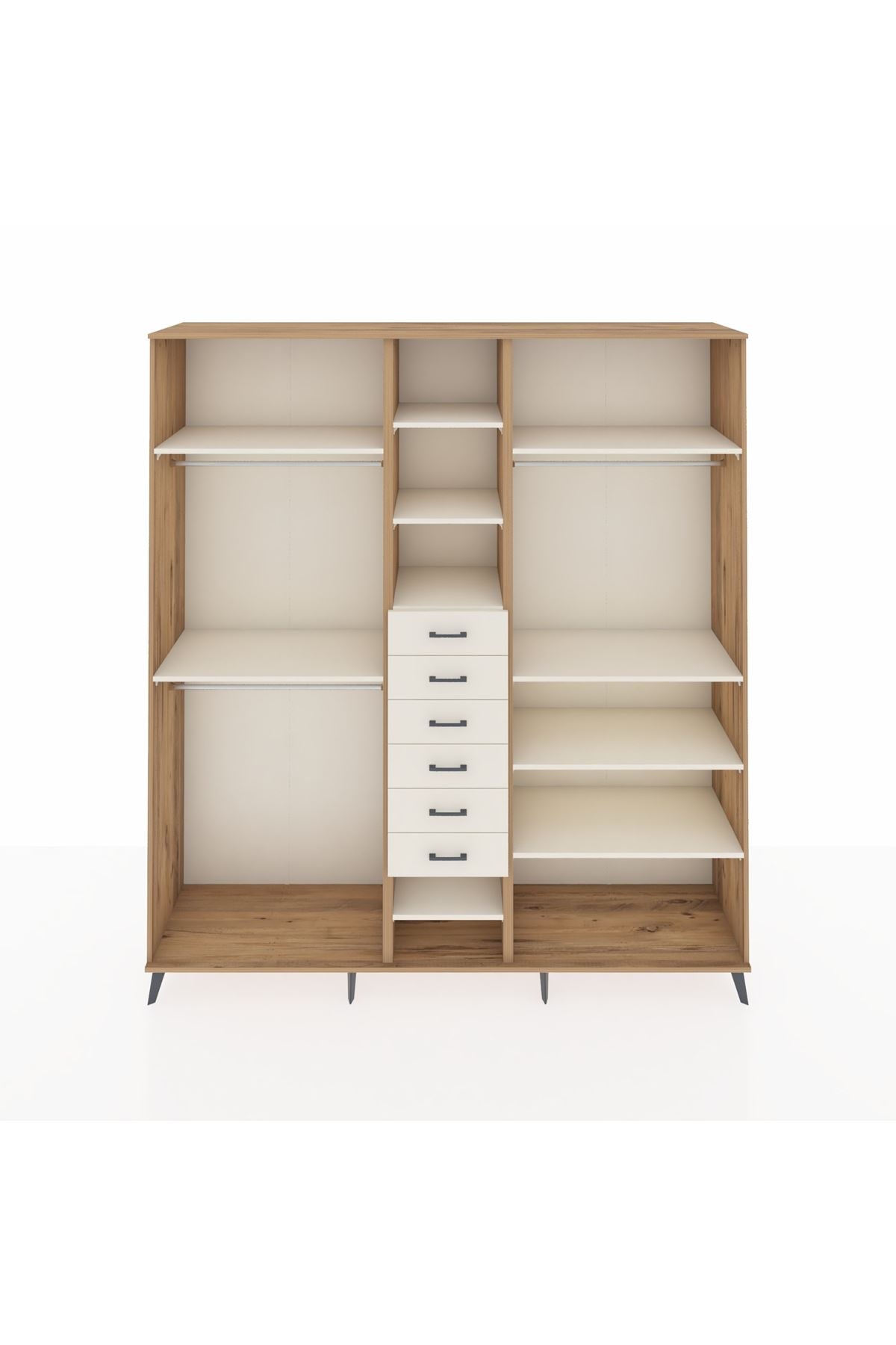 Hyperion Dolap 10 Raflı 6 Çekmeceli 3 Askılı 220x44x243 Çam-Aytaşı/Aytaşı