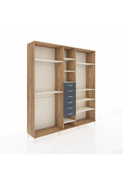 Hyperion Dolap 10 Raflı 6 Çekmeceli 3 Askılı 220x44x243 Çam-Aytaşı/Antrasit