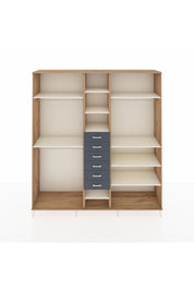 Hyperion Dolap 10 Raflı 6 Çekmeceli 3 Askılı 220x44x243 Çam-Aytaşı/Antrasit