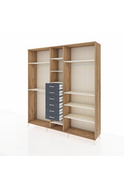 Hyperion Dolap 10 Raflı 6 Çekmeceli 3 Askılı 220x44x243 Çam-Aytaşı/Antrasit