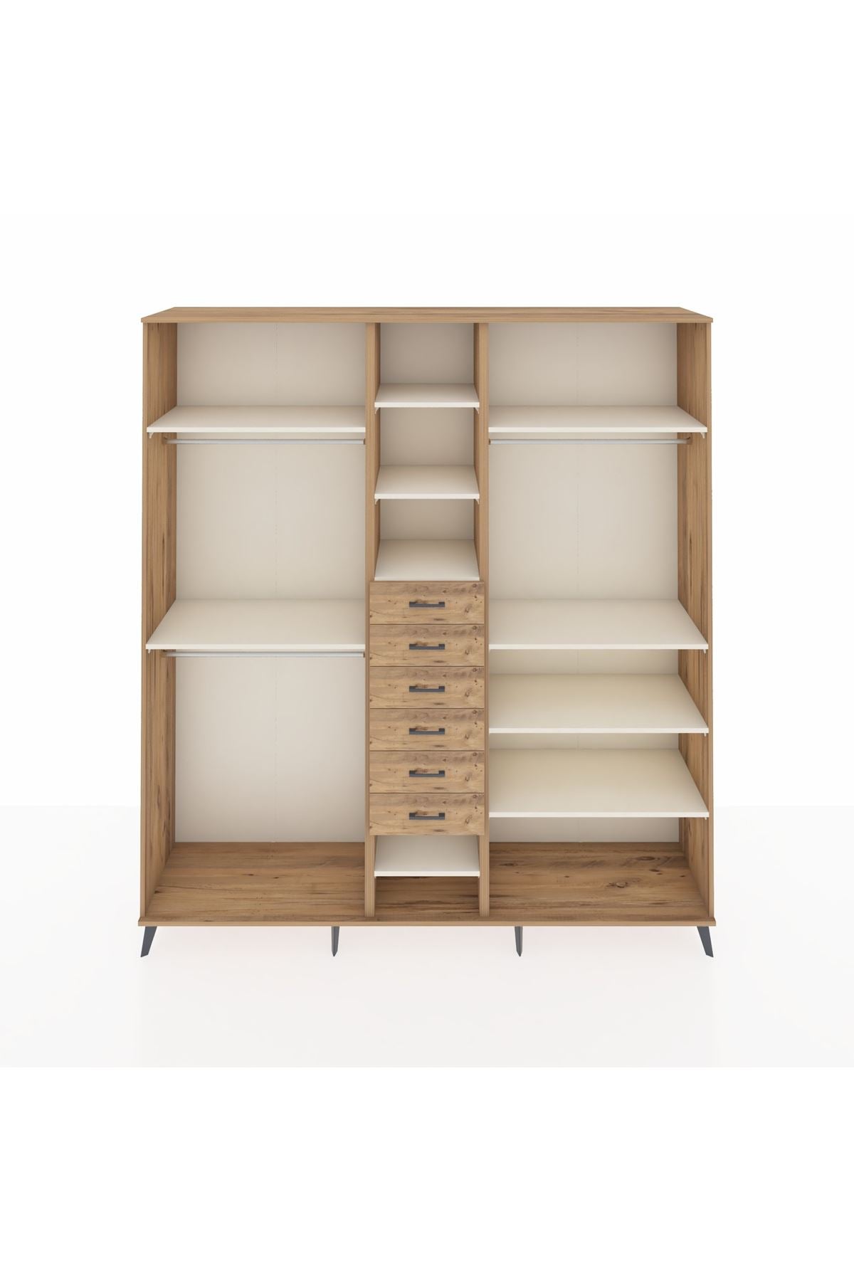 Hyperion Dolap 10 Raflı 6 Çekmeceli 3 Askılı 220x44x243 Çam-Aytaşı/Çam