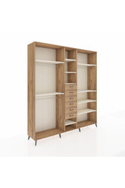 Hyperion Dolap 10 Raflı 6 Çekmeceli 3 Askılı 220x44x243 Çam-Aytaşı/Çam