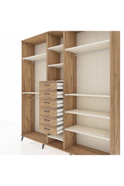 Hyperion Dolap 10 Raflı 6 Çekmeceli 3 Askılı 220x44x243 Çam-Aytaşı/Çam