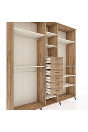 Hyperion Dolap 10 Raflı 6 Çekmeceli 3 Askılı 220x44x243 Çam-Aytaşı/Çam