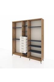 Hyperion Dolap 10 Raflı 6 Çekmeceli 3 Askılı 220x44x243 Çam-Antrasit/Aytaşı