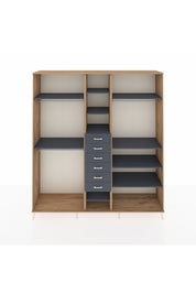 Hyperion Dolap 10 Raflı 6 Çekmeceli 3 Askılı 220x44x243 Çam-Antrasit/Antrasit