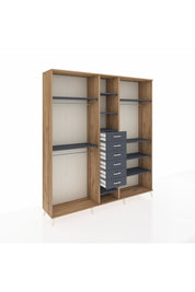 Hyperion Dolap 10 Raflı 6 Çekmeceli 3 Askılı 220x44x243 Çam-Antrasit/Antrasit