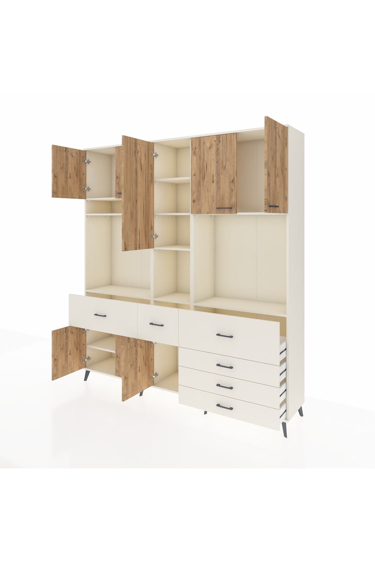 Hyperion Dolap 10 Raflı 6 Çekmeceli 8 Kapaklı 220x44x243 Aytaşı-Çam/Aytaşı