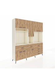 Hyperion Dolap 10 Raflı 6 Çekmeceli 8 Kapaklı 220x44x243 Aytaşı-Çam/Çam