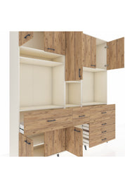 Hyperion Dolap 10 Raflı 6 Çekmeceli 8 Kapaklı 220x44x243 Aytaşı-Çam/Çam