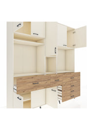 Hyperion Dolap 10 Raflı 6 Çekmeceli 8 Kapaklı 220x44x243 Aytaşı-Aytaşı/Çam