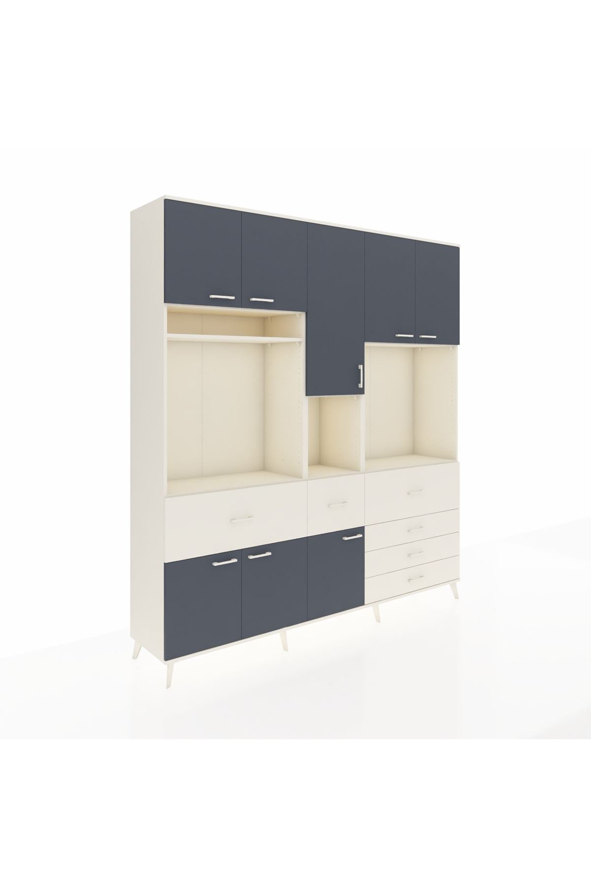 Hyperion Dolap 10 Raflı 6 Çekmeceli 8 Kapaklı 220x44x243 Aytaşı-Antrasit/Aytaşı