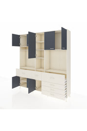 Hyperion Dolap 10 Raflı 6 Çekmeceli 8 Kapaklı 220x44x243 Aytaşı-Antrasit/Aytaşı