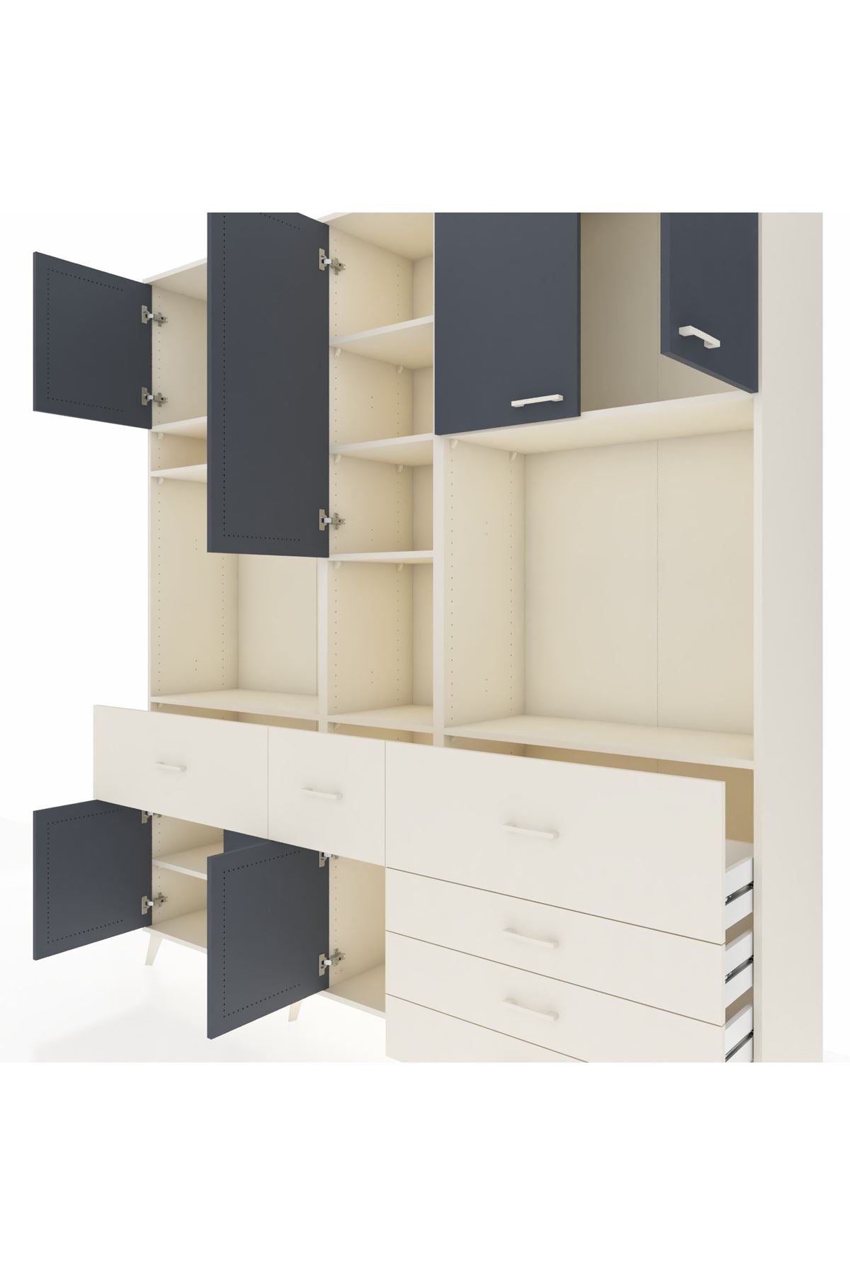 Hyperion Dolap 10 Raflı 6 Çekmeceli 8 Kapaklı 220x44x243 Aytaşı-Antrasit/Aytaşı