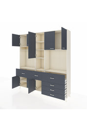 Hyperion Dolap 10 Raflı 6 Çekmeceli 8 Kapaklı 220x44x243 Aytaşı-Antrasit/Antrasit