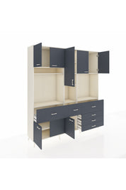 Hyperion Dolap 10 Raflı 6 Çekmeceli 8 Kapaklı 220x44x243 Aytaşı-Antrasit/Antrasit