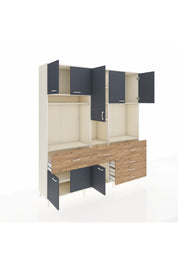 Hyperion Dolap 10 Raflı 6 Çekmeceli 8 Kapaklı 220x44x243 Aytaşı-Antrasit/Çam