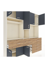 Hyperion Dolap 10 Raflı 6 Çekmeceli 8 Kapaklı 220x44x243 Aytaşı-Antrasit/Çam