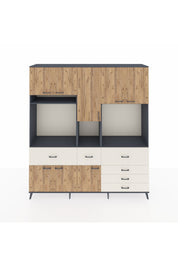 Hyperion Dolap 10 Raflı 6 Çekmeceli 8 Kapaklı 220x44x243 Antrasit-Çam/Aytaşı