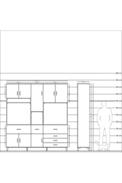 Hyperion Dolap 10 Raflı 6 Çekmeceli 8 Kapaklı 220x44x243 - S553M035V10B