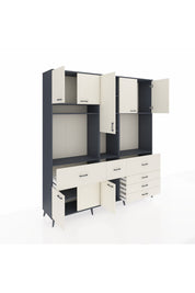 Hyperion Dolap 10 Raflı 6 Çekmeceli 8 Kapaklı 220x44x243 Antrasit-Aytaşı/Aytaşı