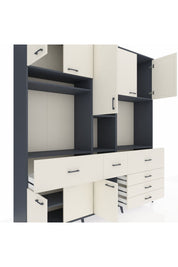 Hyperion Dolap 10 Raflı 6 Çekmeceli 8 Kapaklı 220x44x243 Antrasit-Aytaşı/Aytaşı