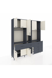 Hyperion Dolap 10 Raflı 6 Çekmeceli 8 Kapaklı 220x44x243 Antrasit-Aytaşı/Antrasit