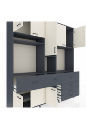 Hyperion Dolap 10 Raflı 6 Çekmeceli 8 Kapaklı 220x44x243 Antrasit-Aytaşı/Antrasit