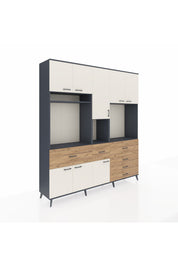 Hyperion Dolap 10 Raflı 6 Çekmeceli 8 Kapaklı 220x44x243 Antrasit-Aytaşı/Çam