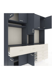 Hyperion Dolap 10 Raflı 6 Çekmeceli 8 Kapaklı 220x44x243 Antrasit-Antrasit/Aytaşı