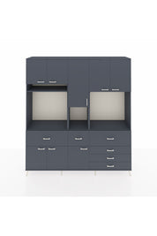 Hyperion Dolap 10 Raflı 6 Çekmeceli 8 Kapaklı 220x44x243 Antrasit-Antrasit/Antrasit