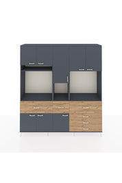 Hyperion Dolap 10 Raflı 6 Çekmeceli 8 Kapaklı 220x44x243 Antrasit-Antrasit/Çam