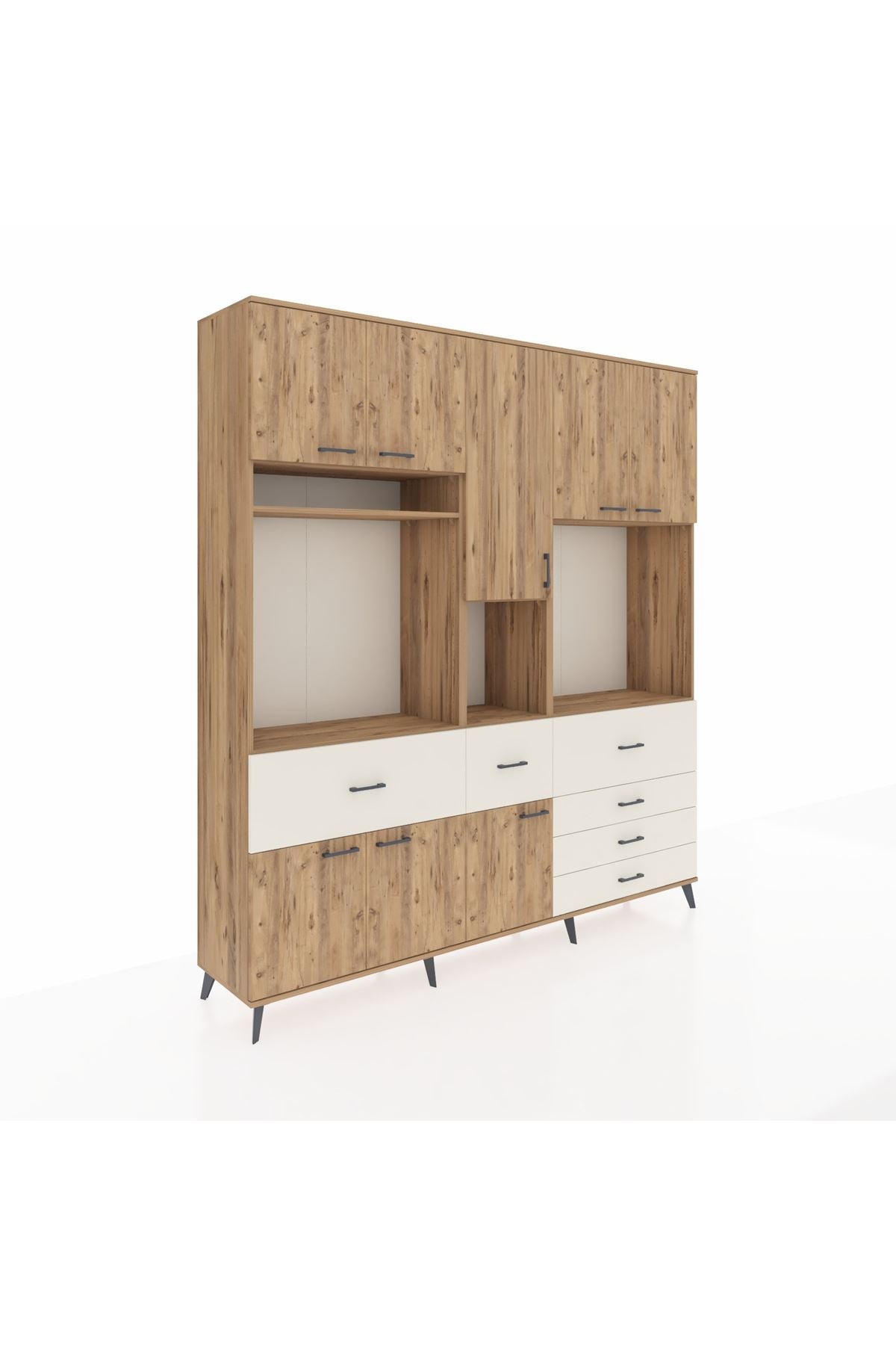 Hyperion Dolap 10 Raflı 6 Çekmeceli 8 Kapaklı 220x44x243 Çam-Çam/Aytaşı