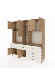 Hyperion Dolap 10 Raflı 6 Çekmeceli 8 Kapaklı 220x44x243 Çam-Çam/Aytaşı